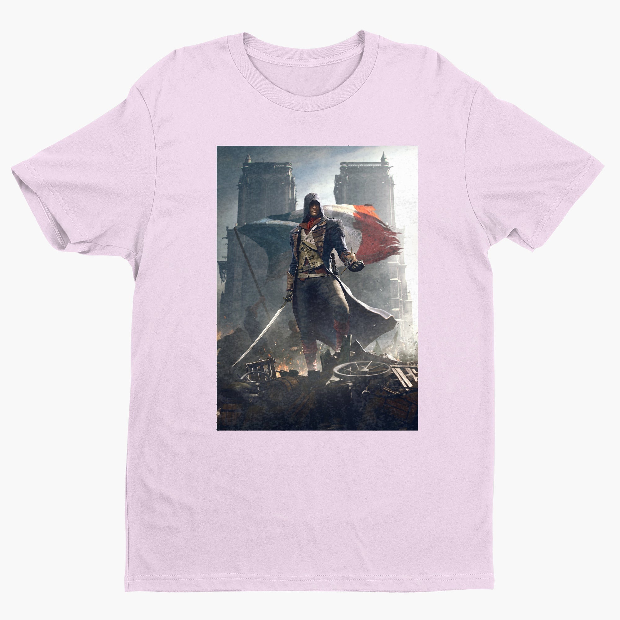 Assassin's Creed Unity key artwork tee - light pink unisex t-shirt, front view